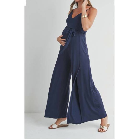 NEW HELLO MIZ split leg jumpsuit in navy - Picture 1 of 3